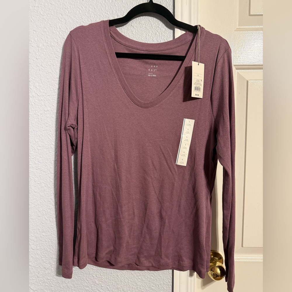 a new day Dusty Rose Long Sleeve Top